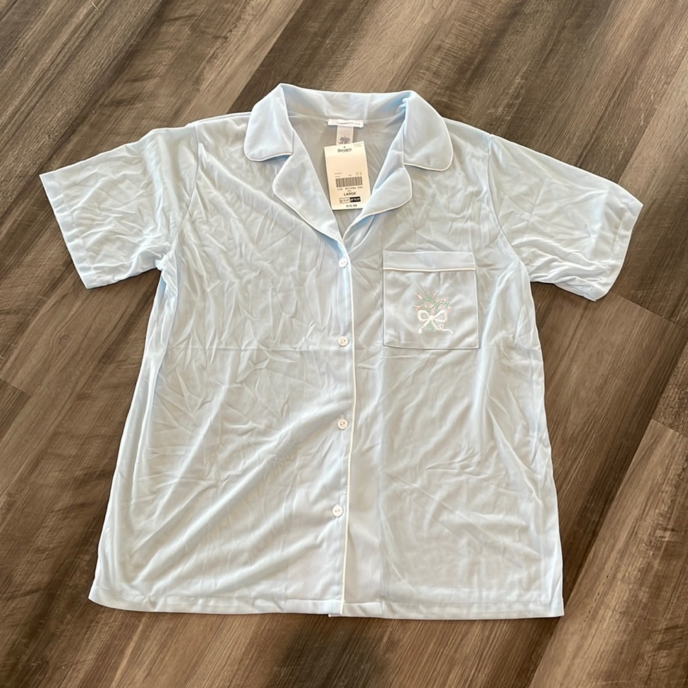 NWT Sears Fundamentals Sheer PJ Top. Large